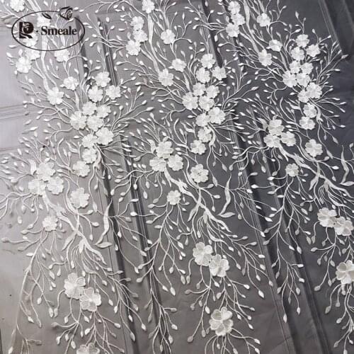 Wedding Lace Fabrics 2020 Embroidered Flower Twig Bird Dress Lace Mesh Fabrics