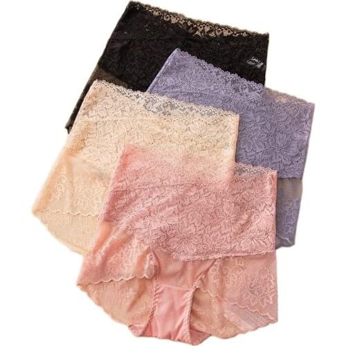 High Waist Sexy Lace Women Panties Underwear Body Slimming Panty Seamless Mesh Lingerie Comfort Female Briefs Underpants