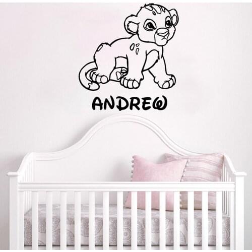 Wall Sticker Custom Name Lion King Vinyl Decal Kids Bedroom Personalized Cartoon Decor Cute Simba Baby Room Decoration Removable