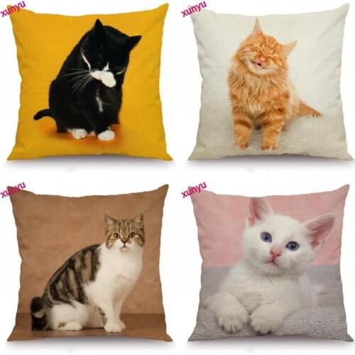 XUNYU Cat Cushion Cover Animal Pillow Case Kids Room Decorative Throw Pillow Cover for Sofa Bedroom 45x45cm BT028