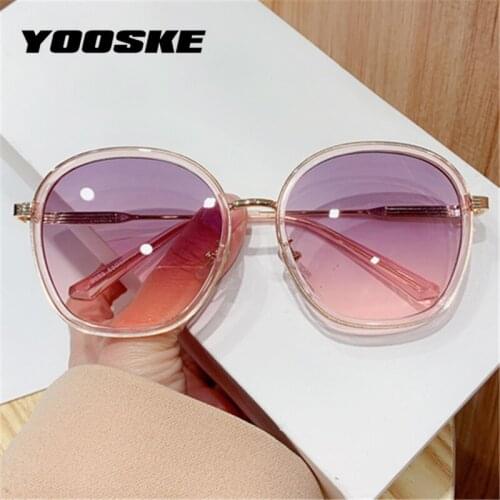 YOOSKE Vintage Sunglasses Women Round Sun Glasses Gradient Shades Sunglass Retro Brand Designer Ladies Eyewear UV400