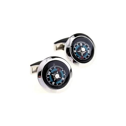 New Design Factory Price Retail Mens Cufflinks Copper Material Blue Colour Compass Design Enamel Cuff Links Free Shipping