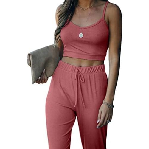 Womens Summer Sexy Cool Sport Running Suit New Suspender Pants Casual Fashion Solid Color Yoga Style Suit