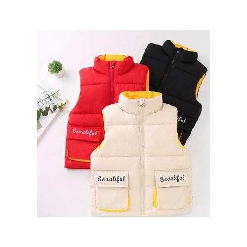 2021 Autumn and Winter New Boys and Girls Down Cotton Vest Childrens Casual Stand-up Collar Vests Toddler Waistcoat Baby Vests