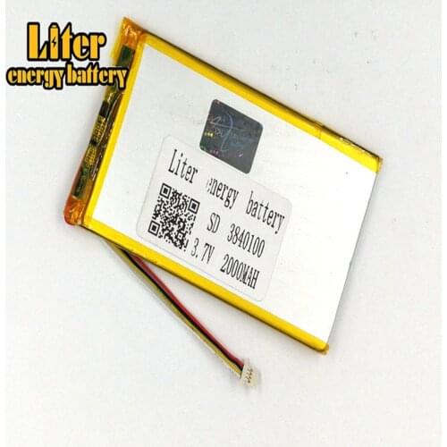 1.0MM 4pin connector 3840100 3.7V 2000mah Lithium Polymer Battery for Medical beauty equipment, tablet pc 7 inch MP4 MP5