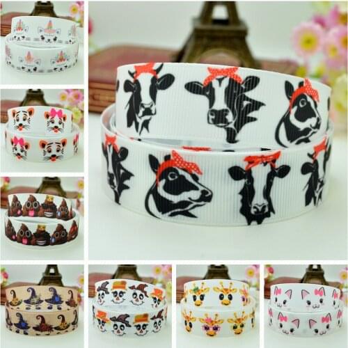 10 Yards 22mm 7/8" Unicorn giraffe cow cute Cartoon Printed grosgrain ribbon hair bow DIY hair accessories retail B0929