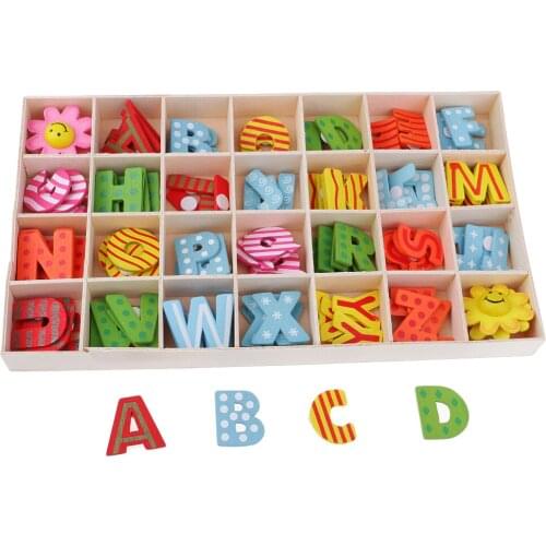 112pcs Alphabet Wooden Upper Case Letters Kids Educational Learning Tray Set