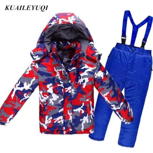 -30 degree 2020 Winter Children clothing set Snowsuit Thick Warm Waterproof Windproof Boys clothes Girls Snow Jacket Pants 2pcs