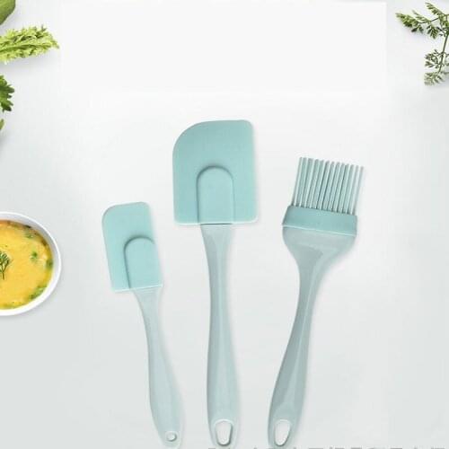 3Pcs/Lot Kitchen Utensils Cooking Supplies Multi Purpose Blue/Pink Cake Spatula Baking Tools Silicone/PP Non-stick Wholesale