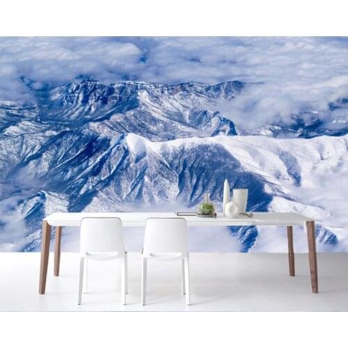 3d wall murals wallpaper for living room Blue snow mountain distant mountain ink landscape decor photo wallpaper for walls 3 d