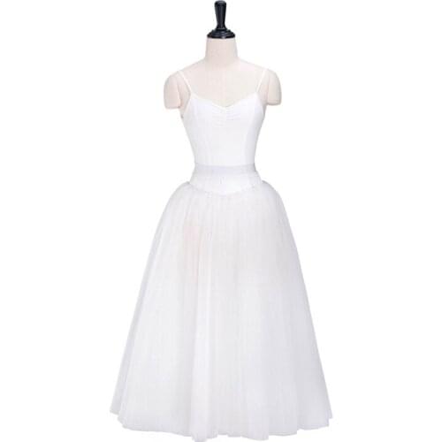 White Ankle Length 4 layer Soft Tulle Professional Rehearsal Romantic Half Ballet Tutu Skirts BT700