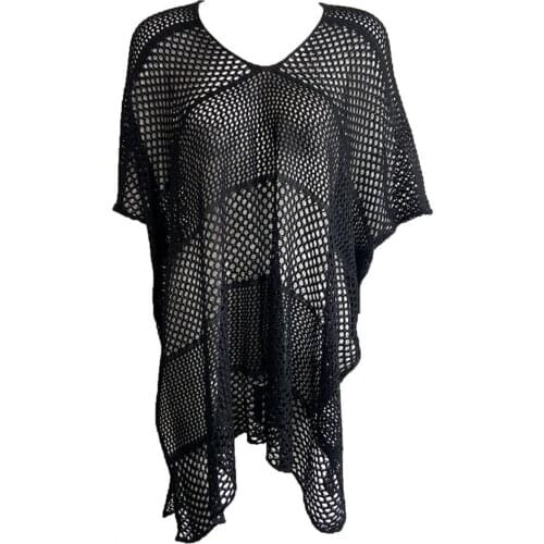 50% Hot Sale Women Bikini Cover Up Solid Color Anti Sun Hollow Out Long Sleeve Swimwear Blouse for Beach Water Equipment