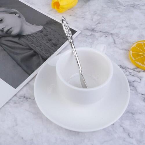 6Pcs/Set Vintage Spoons Fork Royal Style Metal Carved Mini Coffee Spoons