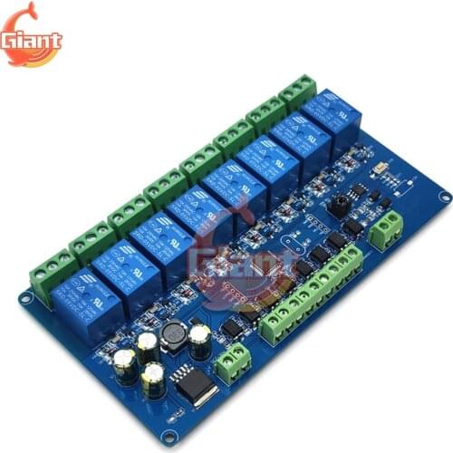 7-30V Modbus-Rtu 8 Channel Relay Module for RS485 TTL UART DC 12V 24V Relay Module Switch Board 8 Way Output Input for Arduino
