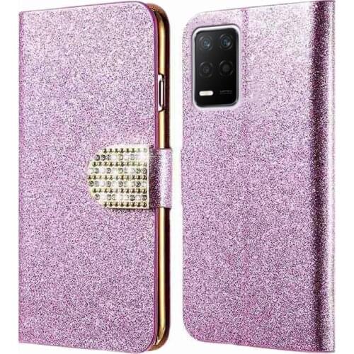 Glitter Diamond Leather Flip Case For Realme Q3 Pro Phone Cover Coque For Carcasa RealmeQ3 Realmi Q3 Realmy Q 3 Q3Pro Mujer Etui