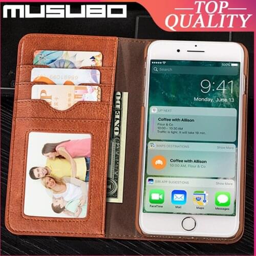 Musubo Genuine Leather Case For iPhone 7 Plus 8 Plus 6 P Xr X Xs Max 11 Pro Luxury Flip Cover Card Slot Wallet Casing Funda Capa