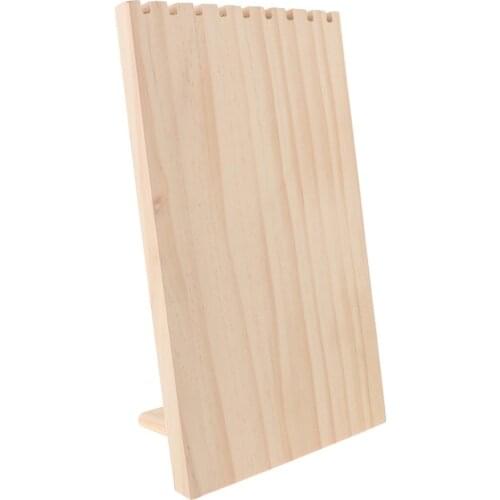 2020 New Retro Wood Necklace Display Stand Wooden Jewelry Organizer Shows Retail Shelf 9 Hooks 24.5 x 15cm