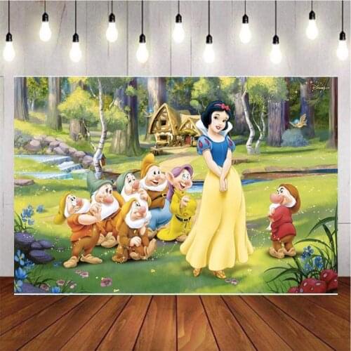 Cartoon Forest Princess Dwarfs Photography Background Backdrop Wallpaper Birthday Party Decoration Tapestry Photo Studio Custom