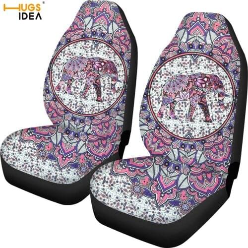 HUGSIDEA 2020 Mandala Boho 3D Print Vehicle Seat Covers Set Women Floral Car Seat Covers for Elephant Design Car Seat Protector