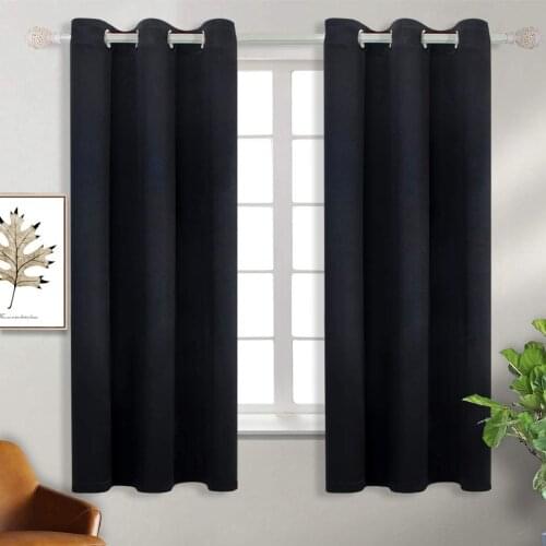 Online Store Blackout Curtains Fabric , Black Color Living Room Curtain And Bedroom Curtain