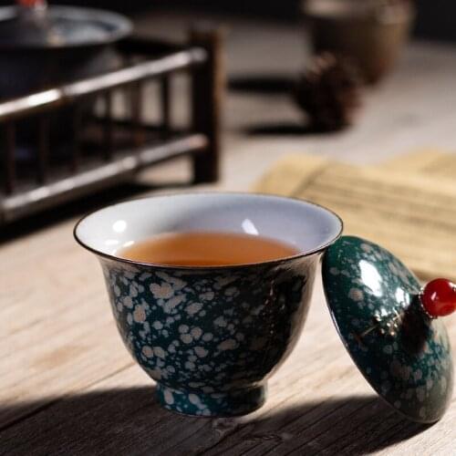 Chinese Hand-Painted Gold Tureen Home Retro Cup Sancai Bowl Kiln Stoneware Sopera De Ceramica Coarse Pottery Tea Set Gaiwan