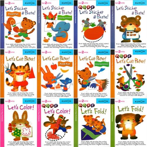 Kumon Lets Cut Paper First Step Workbooks Picture Books for Kids Children Origami Paper Cut Sticker Handmade Books Kids Book