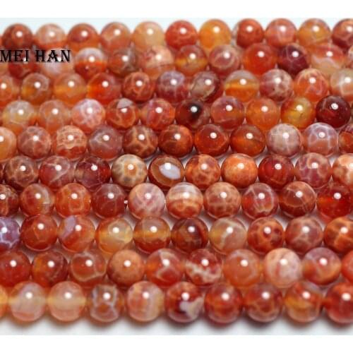 Meihan (1 strand) Free shipping 8mm natural fire agate smooth round loose beads for jewelry DIY making