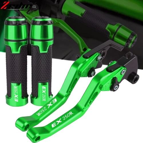 Motorcycle Accessories CNC Brake Clutch Levers Handlebar Knobs Handle Hand Grips For Kawasaki EX250R 2008 2009 2010 2011 2012