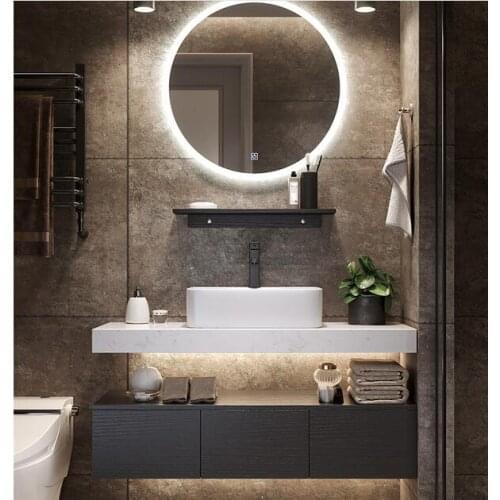 Marble bathroom cabinet combination wash basin modern simple small family bathroom light luxury wash desk suit