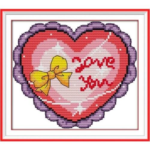 A heart-shaped cake cross stitch kit 14ct 11ct count print canvas stitches embroidery DIY handmade needlework plus