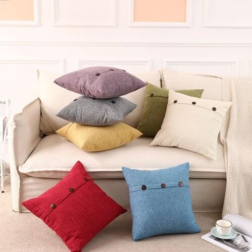 Cushions Case Button flax Home Decorative Pillow Cases Line Cushion Covers Pillows Covers Sofa Bed Cushion Cover