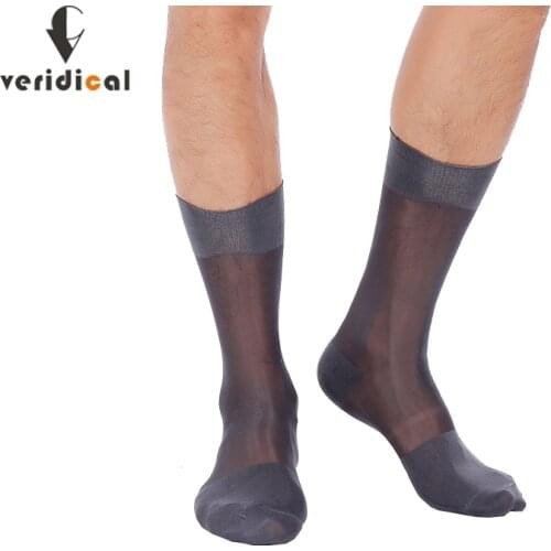 5 Pairs Summer Business Man Long Socks Nylon Vintage Thin Breathable Loose Non-Slip Husbands,Fathers Silk Work Socks EU 38-44