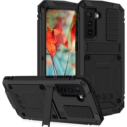 New Kickstand Phone Case For Samsung Galaxy S21 Plus Dustproof Shockproof Tempered glass Metal Cover For Samsung S21 Ultra Cases