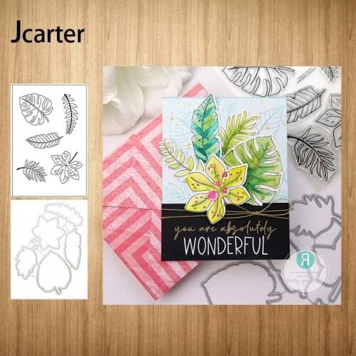 New Design Large Leaves Metal Cutting Dies and Clear Stamps Craft Stencil for Scrapbooking Album Paper Make Template Decoration