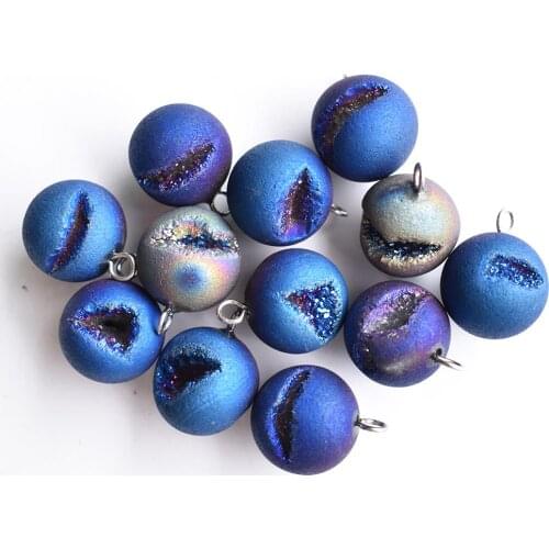 Wholesale 12pcs/lot 2020 new fashion natural stone multicolour onyx ball shape pendants charms fit jewelry making free shipping