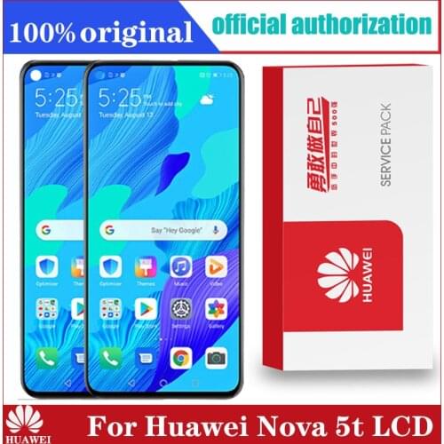 Original 6.26'' Display Replacement With Frame For Huawei Nova 5T LCD Touch Screen Digitizer Assembly YAL-L21 L61A L61D L71A LCD