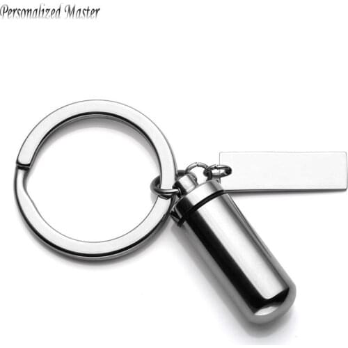 Personalized Master Custom Rectangle ID Tag Key Chains Stainless Steel Engraved Special Date Keychain DIY urn Memorial Jewelry