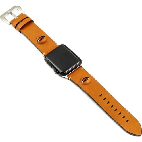 Stereo Eye Pattern Personality Strap for Apple Watch Band Series SE 6 5 4 3 2 Leather Bracelet for iWatch 40mm 44mm 38mm 42mm
