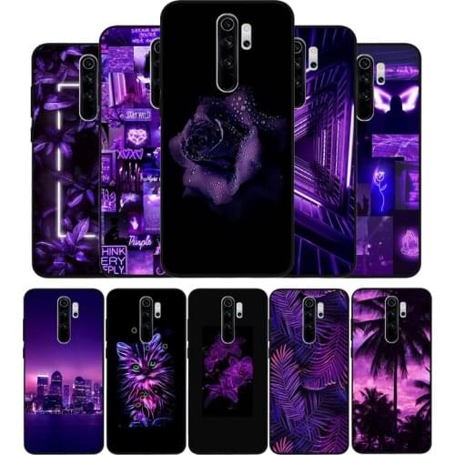Purple black Silicone Phone Case For Redmi note 8 7 Pro S 8T for redmi 9 7A Cover