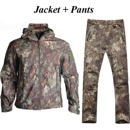 TAD Tactical Softshell Hunting Jacket + Pants Windproof Windbreaker Men Outdoor Waterproof Hiking Camping Sport Suits
