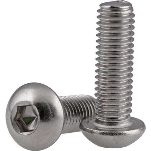 304 stainless steel round head / pan head hexagon socket screw / half round cup screw mushroom head bolt M5-M12 5Pcs