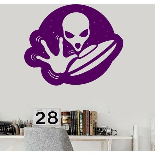Magical Universe Wall Decal Alien UFO Vinyl Door Window Stickers Teens Room Kids Boys Bedroom Creative Home Decor Art Mural M940