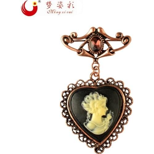 MZC Retro Beauty Head Brooches Pins Cameo Lady Party Accessories Brosche Collar Lapel Pin Female Brosh