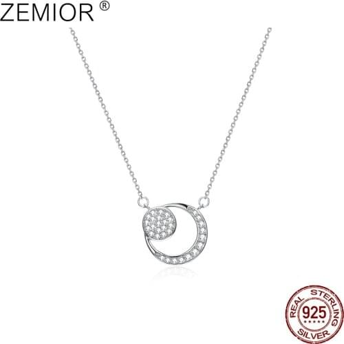 ZEMIOR Necklaces For Women 925 Sterling Silver Zircon Crescent Moon Shape Popular Jewelry Valentine Day Gift Hot Sale 2021