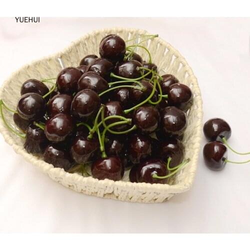 High Imitation Fake Artificial Cherry Fruit&artificial Plastic Fake Simulated Cherry Fruit Model Red&black Color 10pcs