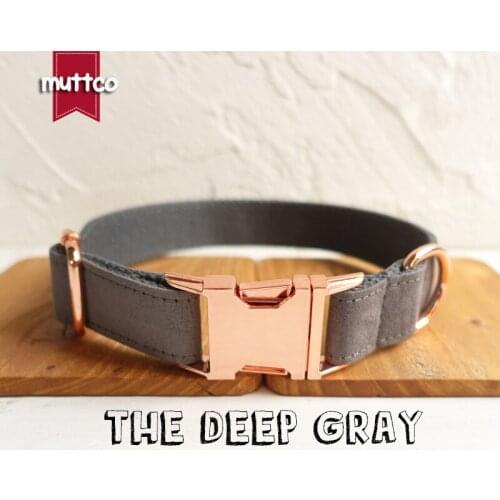 10pcs/lot MUTTCO handmade new style collar THE DEEP GRAY poly satin and nylon Grey dog collar and leash 5 sizes UDC025M