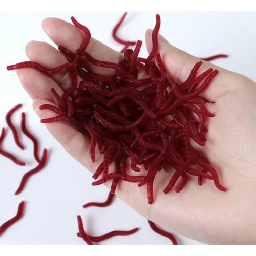 20PCS-100pcs Lifelike Red Worm Luminous Soft Lure Simulation Earthworm Smell Fishing Lure Fishing Tackle Carp Fishing