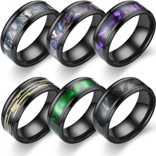 Gradient Purple Color Shell rings 316L Stainless Steel For men women Gift Rings Dainty Female Nice Finger Jewelry