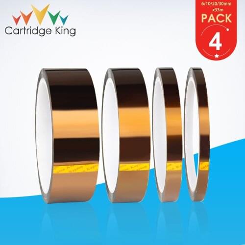 4PK 6/10/20/30mm x 30M for Kapton-Type Heat Resistant High Temperature Polyimide Adhesive Tape Insulation Use for 3D Printer