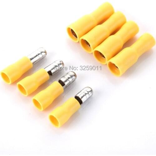 500PCS Crimp Terminal Butt Connector Male Female Pre-Insulating Joint 12 - 10 AWG MPD 5.5-195 FRD 5.5-195 yellow